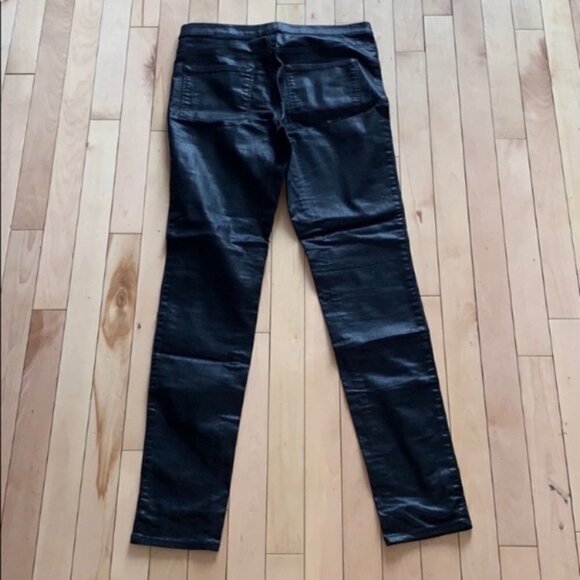 H&m Black Shiny Mid Rise Skinny Pants Size 8 - Picture 6 of 10
